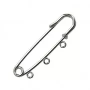 Kilt pin with 3 loops to decorate 50 mm Rhodium Tone x1