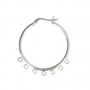 Metal earring hoops with 7 loops to decorate 32x2 mm Fine silver plating x2