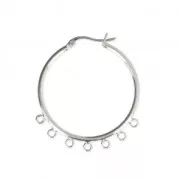 Metal earring hoops with 7 loops to decorate 32x2 mm Fine silver plating x2