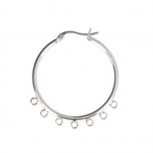 Metal earring hoops with 7 loops to decorate 32x2 mm Fine silver plating x2