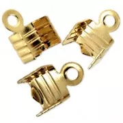 4mm Fold Over Flat Lace End - fine Gold plated x10