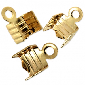 4mm Fold Over Flat Lace End - fine Gold plated x10