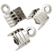 4mm Fold Over Flat Lace End - Fine silver plating x10|raw }}
