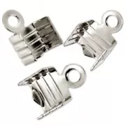 4mm Fold Over Flat Lace End - Fine silver plating x10