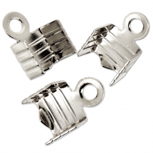4mm Fold Over Flat Lace End - Fine silver plating x10