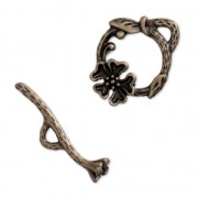 Flower toggle clasp 18 mm Bronze Tone x1