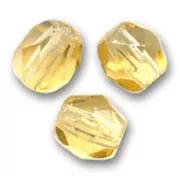Fire Polished faceted round beads 6mm Light Topaz  x25