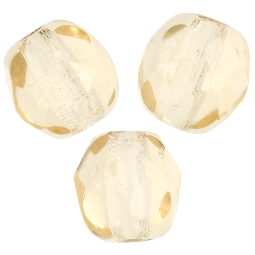 Fire Polished faceted round beads 6mm Light Topaz  x25