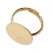 Adjustable ring with pad for a 16 mm cabochon - fine Gold plated x1|raw }}