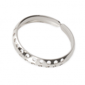Adjustable ring multi-hole 3.6 mm Fine silver plating x1