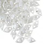 Czech Glass beads Czechmates Diamond 2 holes 4x6 mm Opaque White Ceramic Look x5g