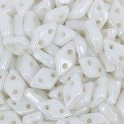 Czech Glass beads Czechmates Diamond 2 holes 4x6 mm Opaque White Ceramic Look x5g