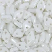 Czech Glass beads Czechmates Diamond 2 holes 4x6 mm Opaque White Ceramic Look x5g