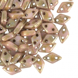 Czech Glass beads Czechmates Diamond 2 holes 4x6 mm Op Luster Rose/Gold Topaz x5g