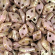 Czech Glass beads Czechmates Diamond 2 holes 4x6 mm Op Luster Rose/Gold Topaz x5g
