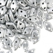 Czech Glass beads Czechmates Diamond 2 holes 4x6 mm Silver Mat x5g|raw }}