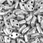 Czech Glass beads Czechmates Diamond 2 holes 4x6 mm Silver Mat x5g