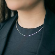 925 Sterling Silver Choker Omega Mesh - 1 mm x42 cm