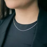 925 Sterling Silver Choker Omega Mesh - 1 mm x42 cm