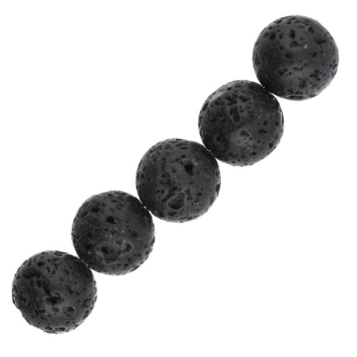 10.5 mm Round Lava Stone Beads (5-Pack)