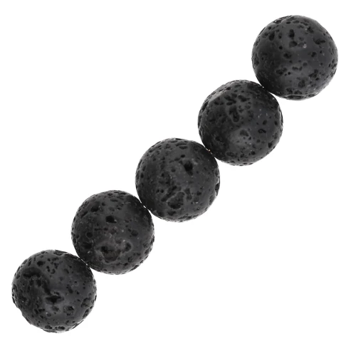 10.5 mm Round Lava Stone Beads x5