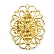 Filigreed ring base 34x26mm fine Gold plated x1