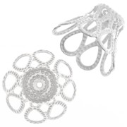 Filigree end caps 16x12 mm Fine silver plating x20|raw }}