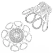 Filigree end caps 16x12 mm Fine silver plating x20