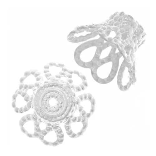 Filigree end caps 9x7 mm Fine silver plating x20