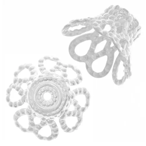 Filigree end caps 12x8 mm Fine silver plating x20