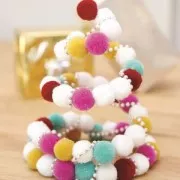 Assortment of 24 round synthetic pompoms 3 cm - Pastel