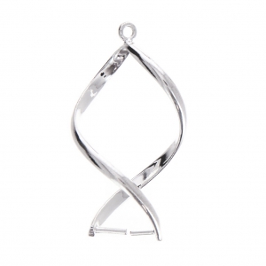 Spiral pendant for a 10 mm bead - Fine silver plating x2