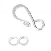 Clasp - hook-and-eye 19 mm Fine silver plating x5