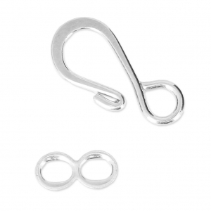 Clasp - hook-and-eye 19 mm Fine silver plating x5