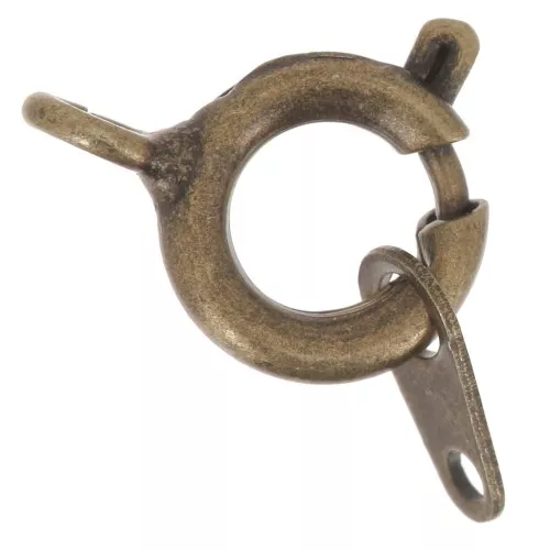Springing clasp with tag Bronze tone 7mm