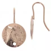 Earwires with crumpled disc 12 mm HQ Rose Gold Tone x2