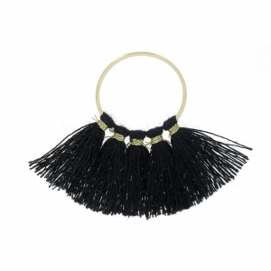 Fan pendant with cotton tassels 45x40 mm Back/Gold Tone x1