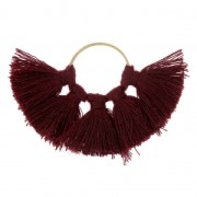 Fan pendant with imitation cotton tassels 60x40 mm burgundy/Gold x1