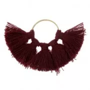 Fan pendant with imitation cotton tassels 60x40 mm burgundy/Gold x1
