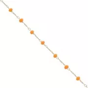 Chain with faceted glass bead 2.95 mm Silk Gold Tone/Orange x1m