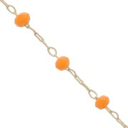 Chain with faceted glass bead 2.95 mm Silk Gold Tone/Orange x1m