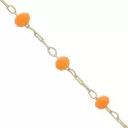 Chain with faceted glass bead 2.95 mm Silk Gold Tone/Orange x1m