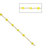 Chain with faceted glass bead 2.95 mm Silk Gold Tone/Yellow x1m|raw }}