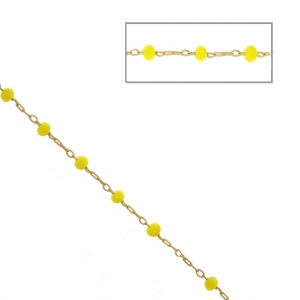 Chain with faceted glass bead 2.95 mm Silk Gold Tone/Yellow x1m