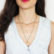 Chain with faceted glass bead 2.95 mm Silk Gold Tone/Yellow x1m