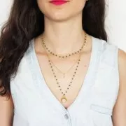 Chain with faceted glass bead 2.95 mm Silk Gold Tone/Yellow x1m