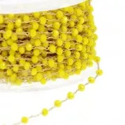 Chain with faceted glass bead 2.95 mm Silk Gold Tone/Yellow x1m
