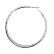 Flattened brass earring hoops to decorate 54 mm Rhodium Tone x2