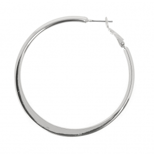 Flattened brass earring hoops to decorate 54 mm Rhodium Tone x2