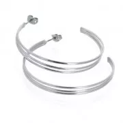 Earring hoops 3 wires to decorate 48 mm Rhodium Tone x2